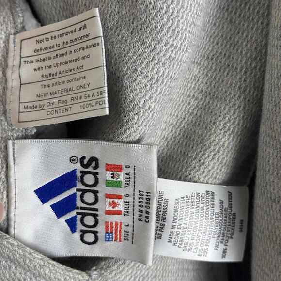 90s Adidas VTG Reversible Jacket Yellow Stripes Half Zip Pockets Insulated Sz L - Picture 3 of 10